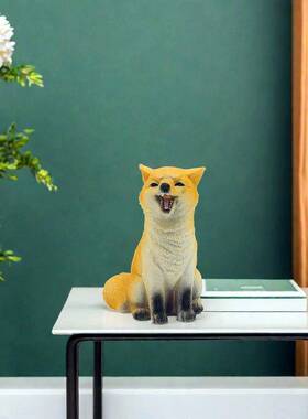 跨境新品九景尾狐狐摆件户外Qq-A042花造布置创意家居桌面装饰狸