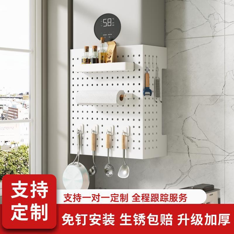 热水器打孔遮挡书桌收纳置物架