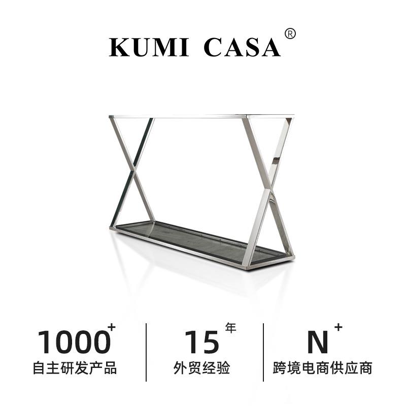 意式玄关台轻奢风现代玄关柜门厅入户不锈钢玄关桌设计师靠墙案几