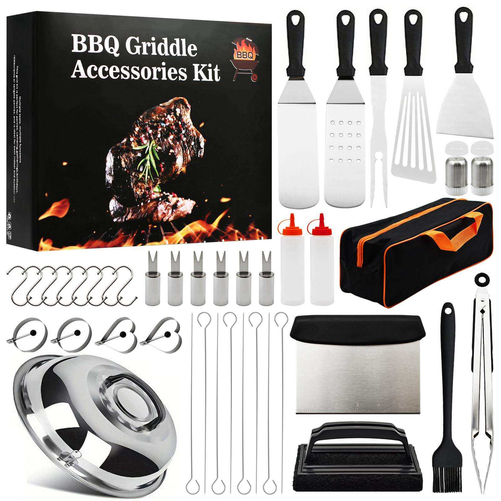 BBQ现货不锈钢烧烤工具套装料理铲铲板烧锅铲子组合烤具多功能