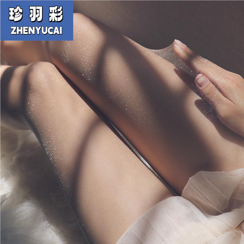 薄如蝉翼~超薄款微闪珠光隐形透明黑丝袜女银丝连裤袜夏亮丝肉色