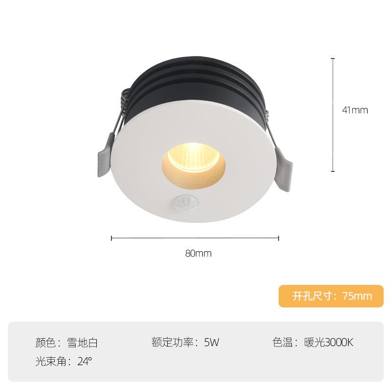 新款感应射灯智能嵌入式防眩人体感应酒店别墅走廊玄关led筒射灯