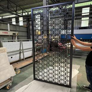 不锈钢屏风隔断定制简约现代镂空雕花入户玄关金属花格格栅通花