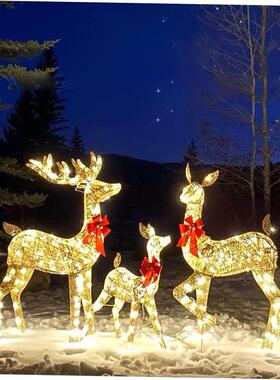 3pcs 2D Deer Christmas Decor LED Light Glowing Garden Decora