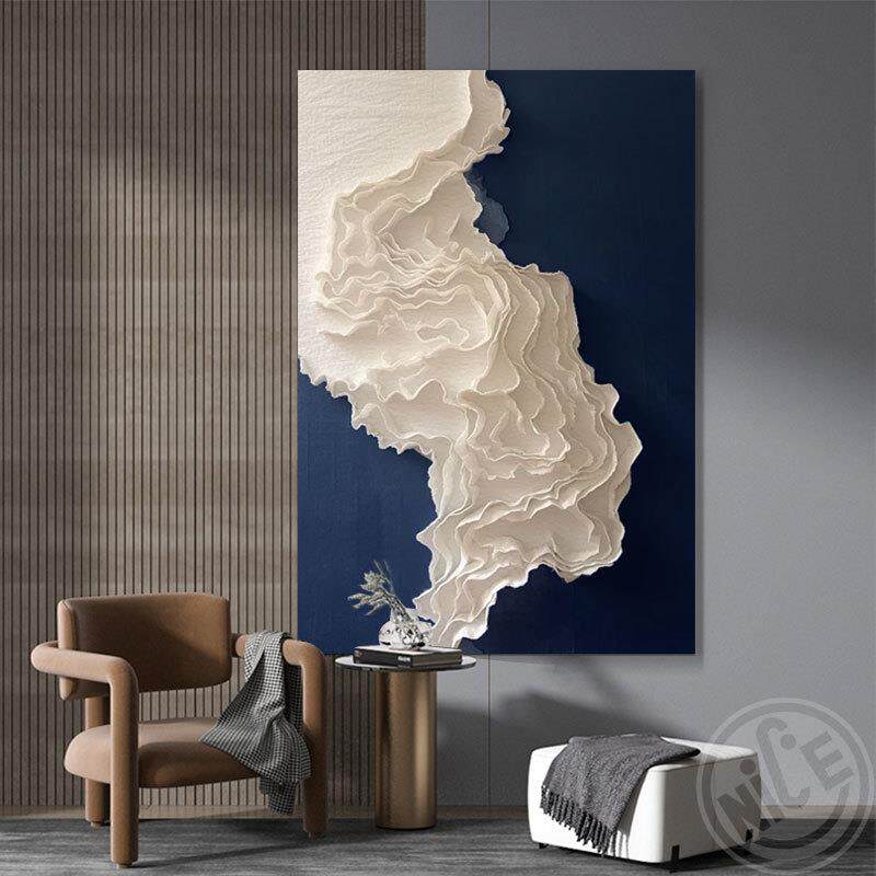 纯手工纸艺装饰画轻奢立体实物装置画客厅玄关纯手绘肌理落地画
