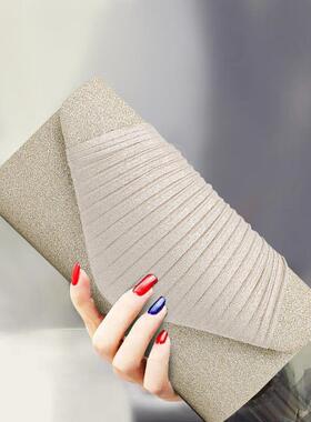 潮牌韩版新款女士晚宴手拿包链条小包名媛宴会包配旗袍礼服手抓包