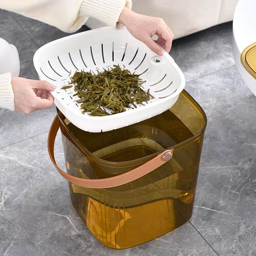新款直销简约干湿茶水桶办公茶几废水桶桌下大容量茶渣分离排水桶