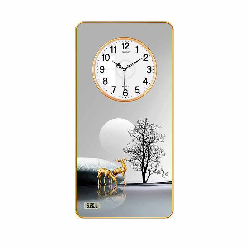 电子万年历钟表家用客厅电子挂钟中国风装饰画餐厅轻奢挂钟客厅,家居饰品,挂钟,淘宝优惠券,粉丝福利购,淘宝优惠卷