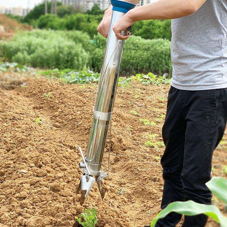 秒栽定植加厚不锈钢栽苗器农用施肥播种器蔬菜大棚穴盘育苗移栽机