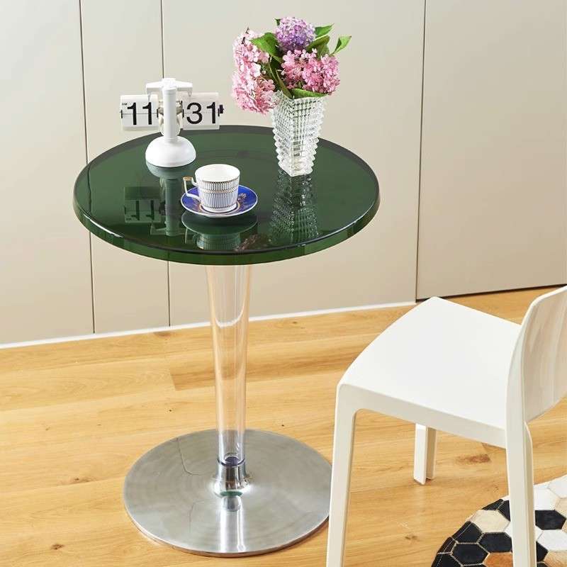 北欧简约网红餐厅洽谈桌子亚克力餐桌家用设计师透明郁金香圆桌