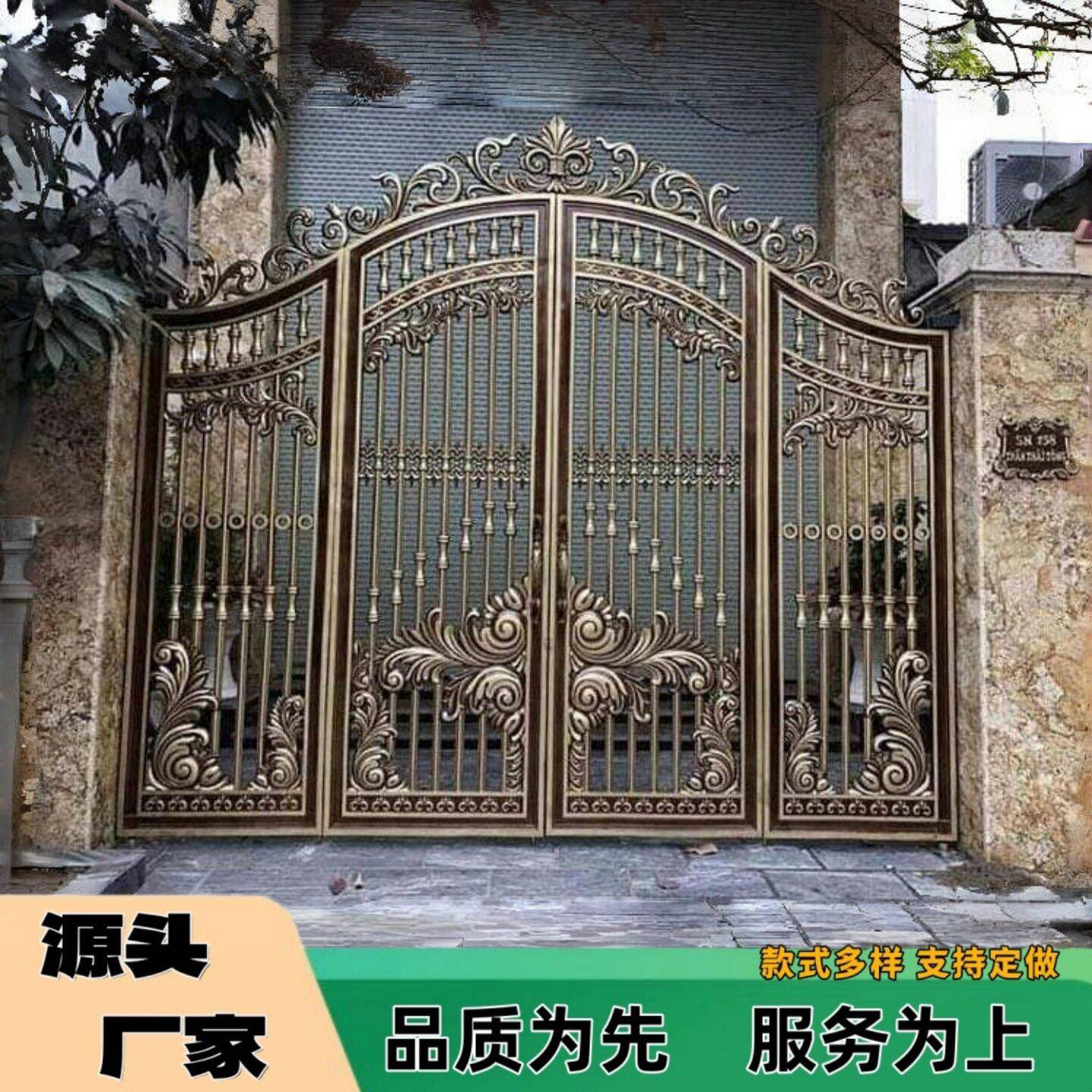 铁艺大门庭院门花园别墅门家用院子门焊接铁艺门欧式简约入户门