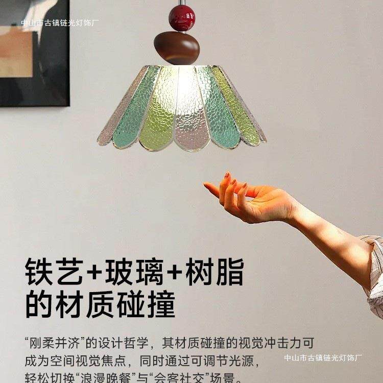 包安装法式复古裂纹玻璃吊灯卧室床头餐厅吧台灯中古走廊过道吊灯