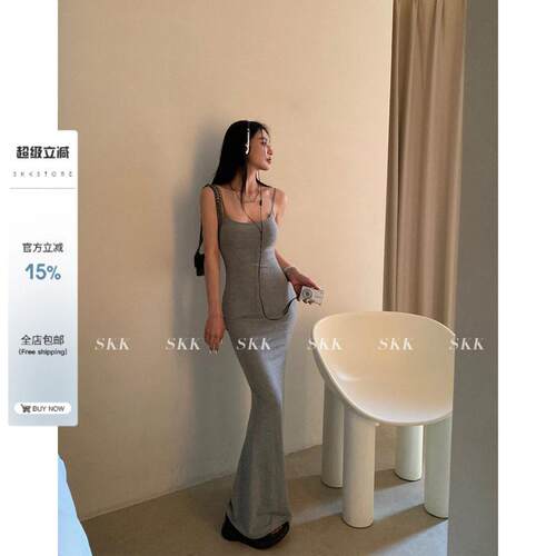 Skk Store 纯欲性感吊带洋装女夏辣妹Skims修身显瘦包臀长裙子