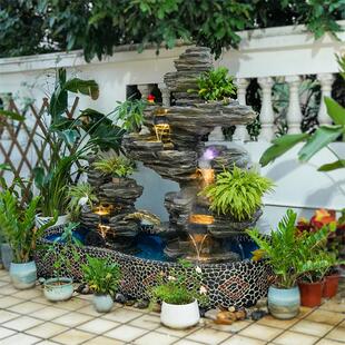 假山流水喷泉庭院鱼塘景观景观装 饰物花园瀑布景观阳台循环水景观