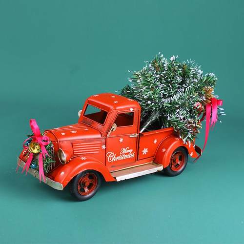 圣诞老爷车道具模型铁艺装饰工艺品摆件热卖家居饰品卡车