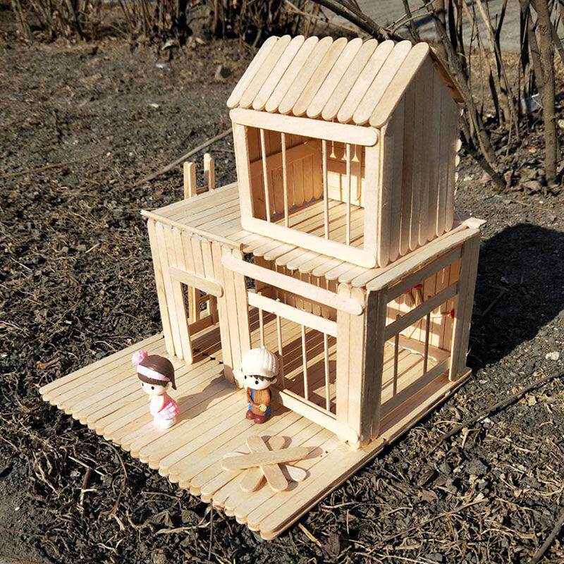 雪糕棒牙签棍小房DIY手工材料儿童制作建筑模型立体构成益智拼装
