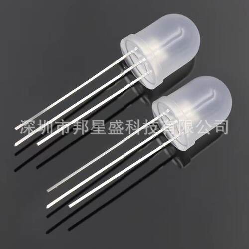 高亮F10MM圆头透明雾状直插LED灯珠红翠绿红蓝红普绿双色共阴共阳