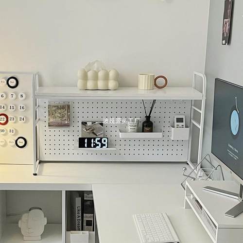 书架书桌收纳置物架桌面多层铁艺架子学生电脑桌桌上洞洞