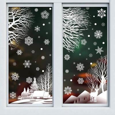Christmas Window Snow Stickers Glass electrostatic sticker