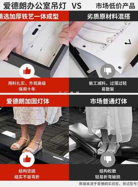 全光长谱l商ed条灯办公室吊灯店铺用教659室超亮播方通直间顶灯