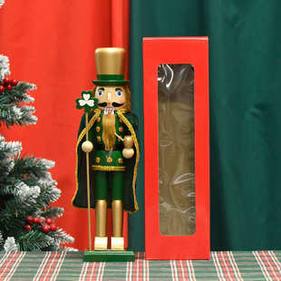 饰摆件工艺品圣诞摆件 爱尔兰胡桃夹子实木装 24新款 38CM金绿运气