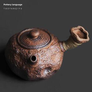 岩矿粘土急需侧柄茶壶石纹纹理覆古粗陶炉炭火电陶瓷炉水壶