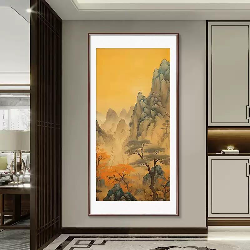 有山无水靠山图装饰画新中式客厅玄关山水挂画办公室书房水墨壁画