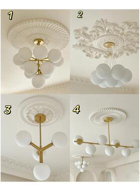 现货欧式圆形客餐厅天U花吊灯顶PU灯盘简KOX欧雕花P灯池座灯盘