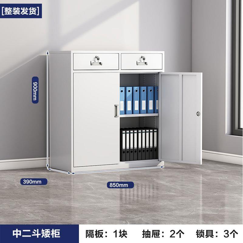 铁皮文件柜办公室储物柜资料柜抽屉置物收纳工具柜家用小柜子矮柜
