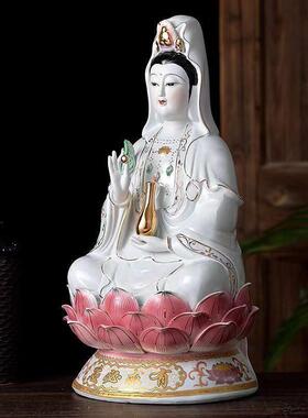 观音菩萨陶瓷南海观音娘娘佛像家用风水家居摆件保平安观世音菩萨
