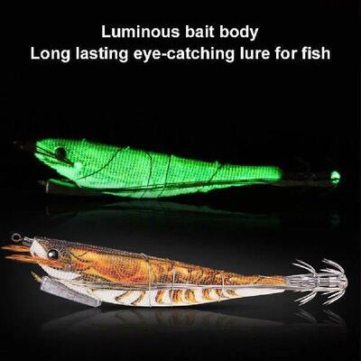 Luminous Wood Shrimp Fishing Lure Steel Wire Squid Jig