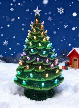 新款多尺寸高树脂RGB灯圣诞树适配器供电圣诞装饰遥控器操作