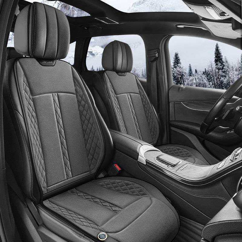 石墨烯汽车加热坐垫冬季12V座椅垫按摩通用保暖电热毛绒单片垫子