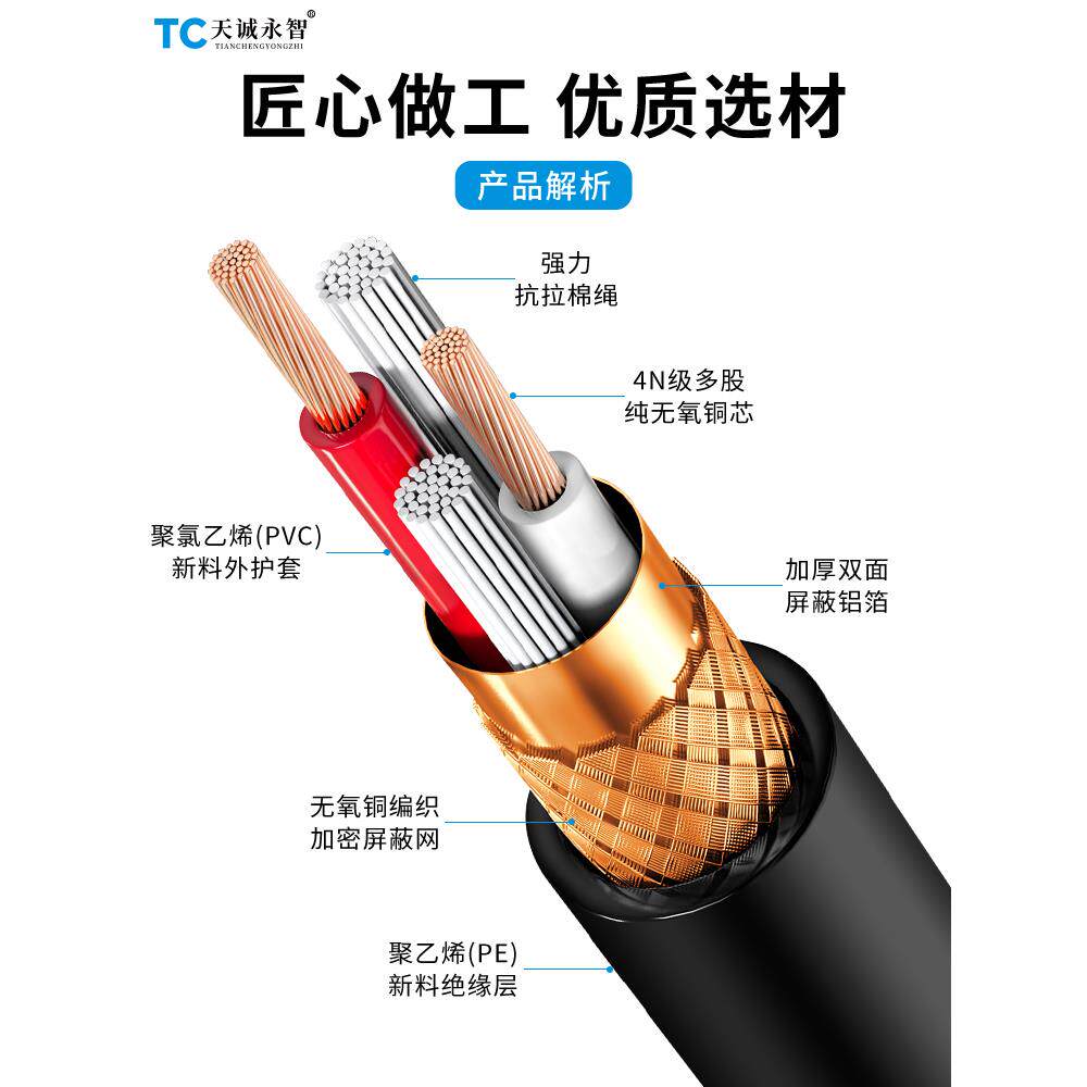 国标麦克风双芯麦克风电缆Rvpe纯铜双屏蔽麦克风电缆放大器音频电