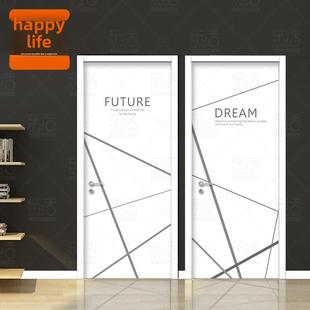可定制可移除简约线条 门贴纸 橱柜旧木门上贴纸装饰贴画翻新自粘