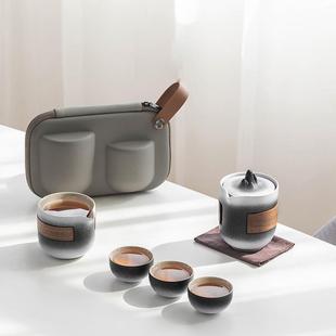 旅行茶具套装 高档远山户外功夫茶具车载便携陶瓷快客杯新款