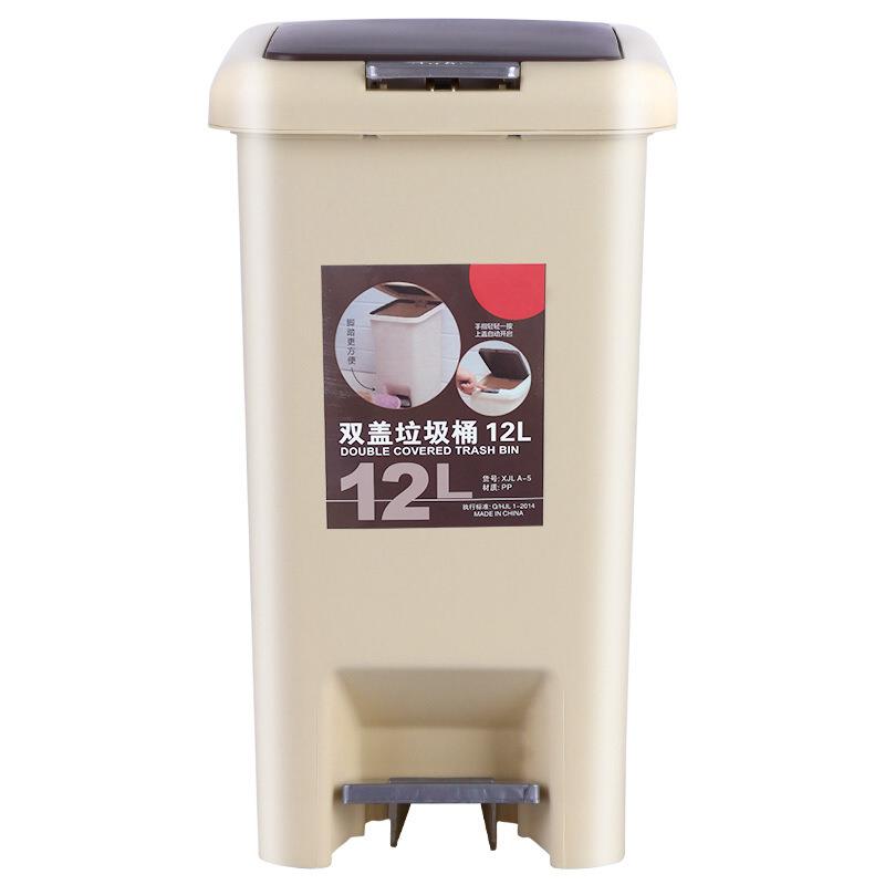 新款直销百家好世双开盖多功能分类垃圾桶 手按脚踏垃圾桶 家用垃