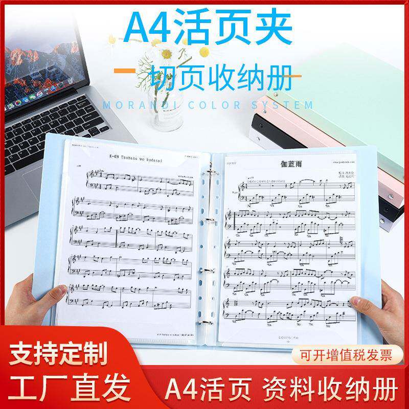 a4活页夹四孔金属文件夹办公资料收纳册彩色塑料外壳内页镂空谱夹