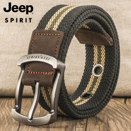 JEEP SPIRIT吉普皮带男编织裤带军训年轻人弹力牛仔工装帆布腰带