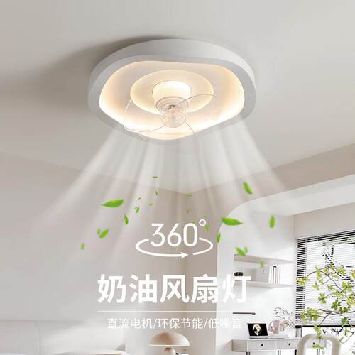 卧室风扇灯现代简约餐护主眼吸572顶灯摇头静音灯卧儿童房灯具厅E