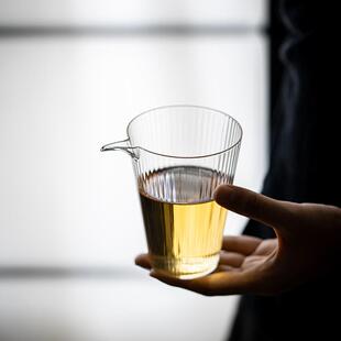 玻璃飞流公道杯 日式大号竖纹公杯匀杯分茶器 断水利落 耐热
