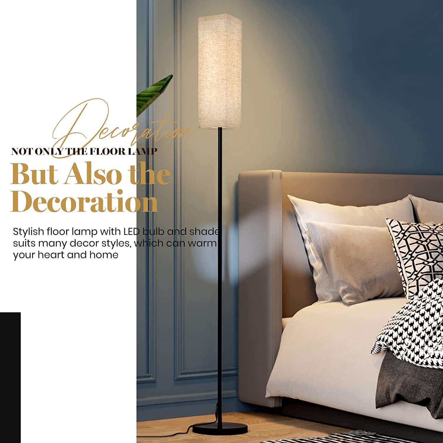 新款圆布艺遥控脚踩简约客厅卧室书房室内调光落地灯