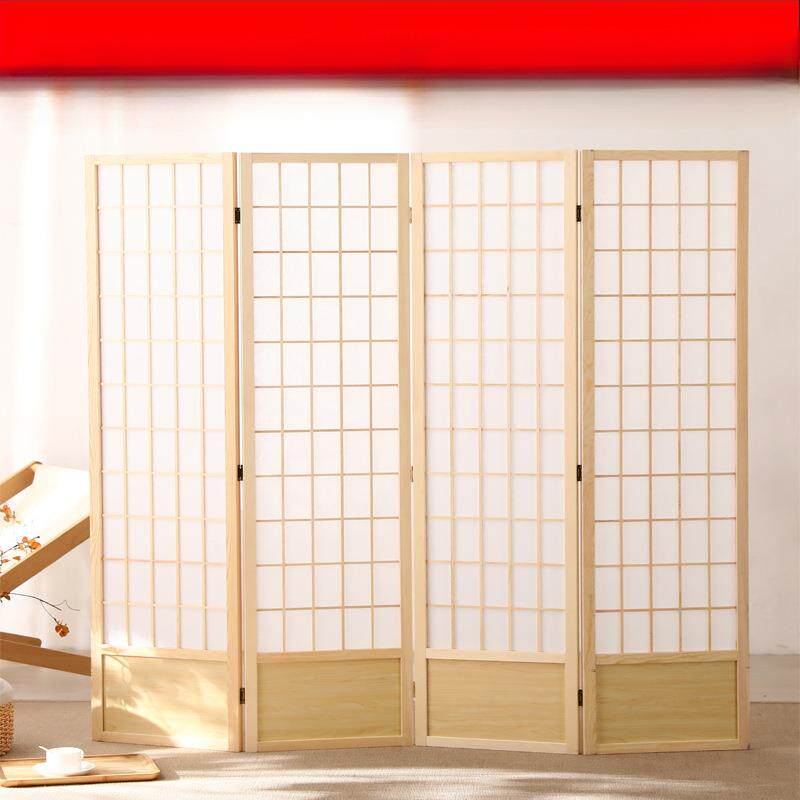 实木日式屏风带档板折叠简约摄影背景折屏墙移动隔断装饰办公家用