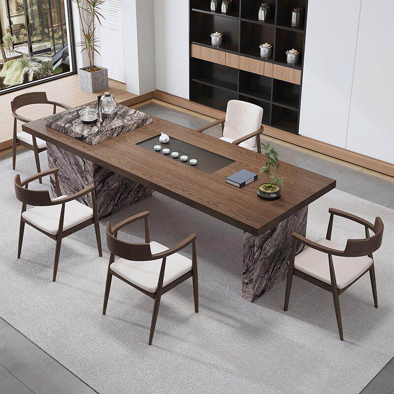 实木茶桌椅组合岛台客厅家用办公室大板泡茶台轻奢现代简约高级感