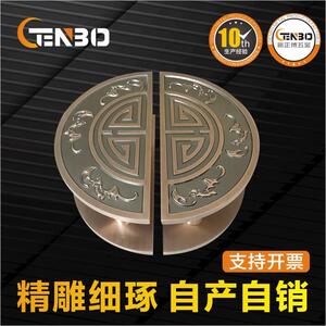 大门拉手中式古铜半圆雕刻豪华复古酒店工艺玻璃门门把手厂家直供