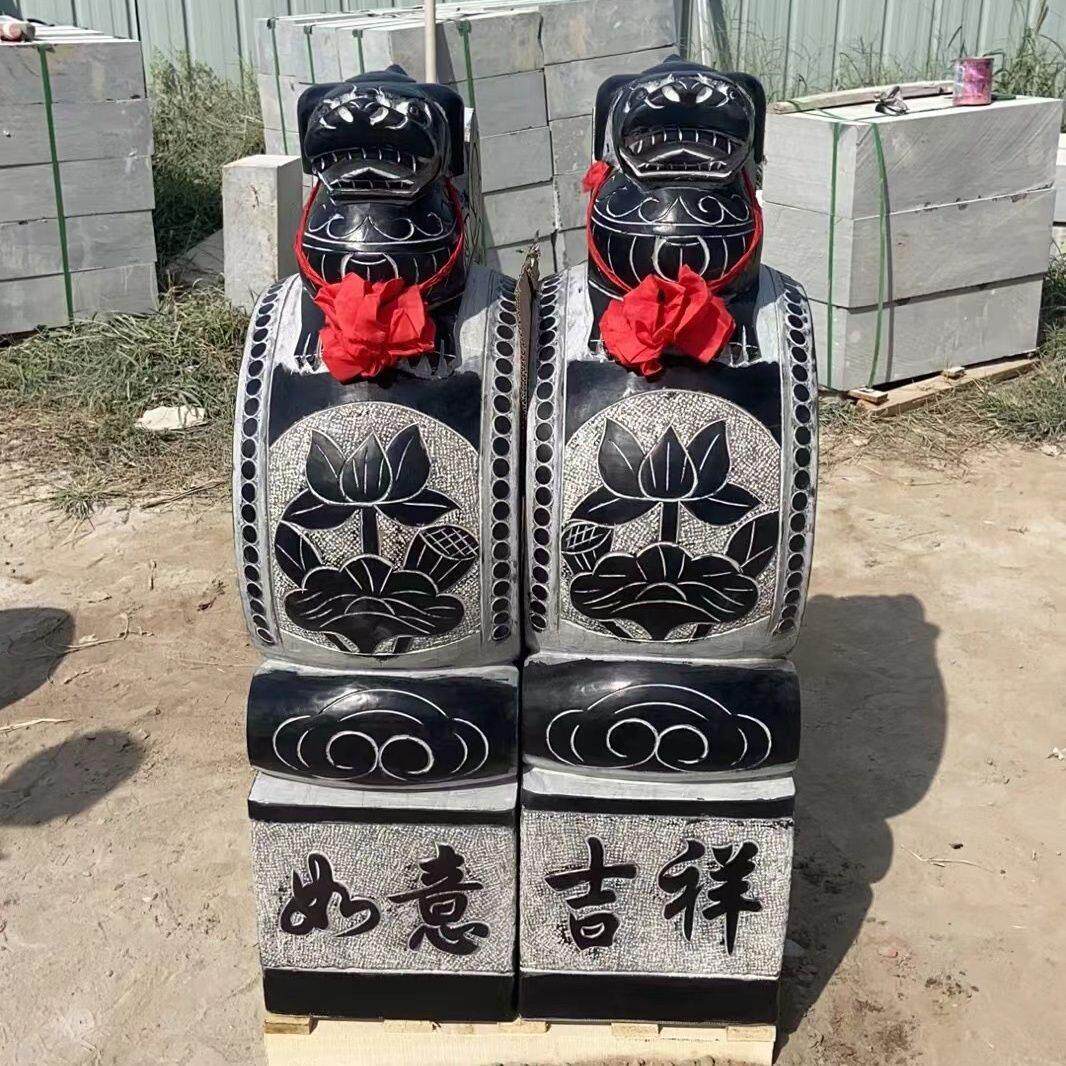 庭院门口招财摆件镇宅石雕门墩抱鼓石一对青石仿古貔貅麒麟家用