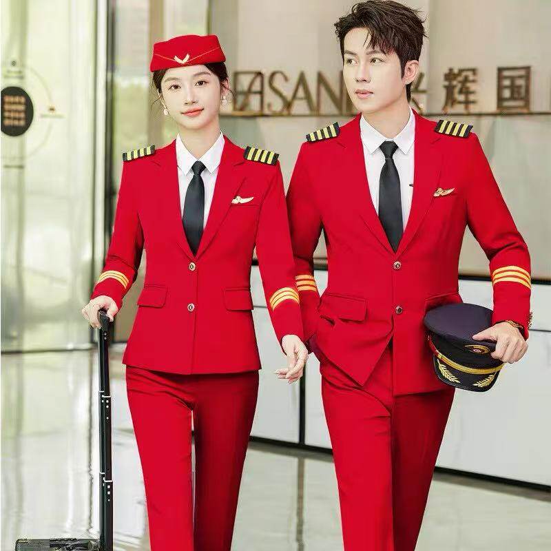 乘务员空少机长职业工作制服男女军鼓队演出服套装高铁路空姐学生