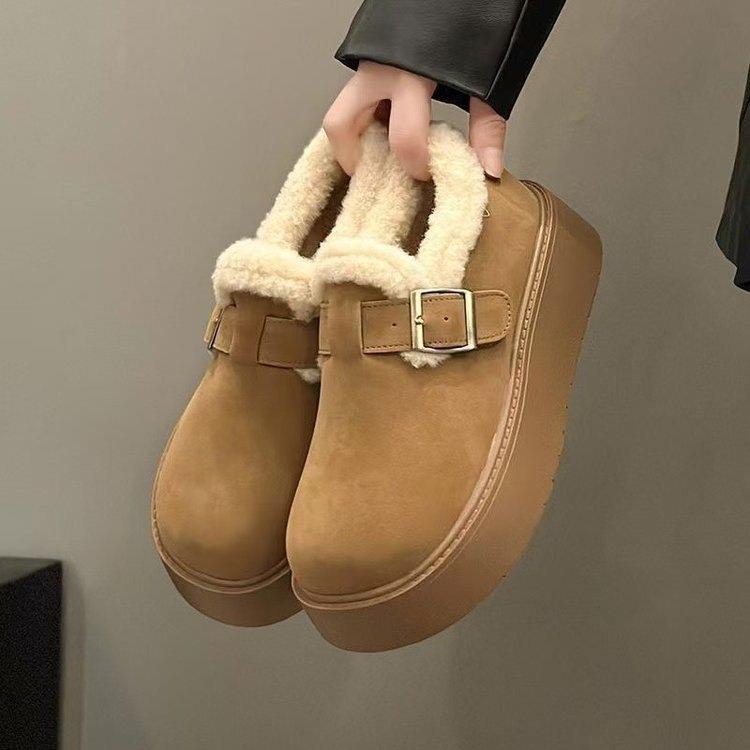 厚底雪地靴女2025冬季新款软底加绒加厚毛毛保暖勃肯鞋棉鞋面包鞋