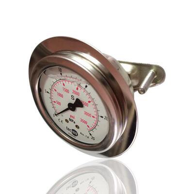 德国tecsis耐震压力表不锈钢充油轴向带前边带平夹25MPA 3500PSI