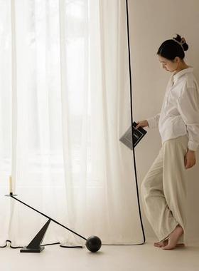 法式奶油YIZ风飘白色亚麻帘纱光不透透人客厅阳台卧室窗隔断窗帘